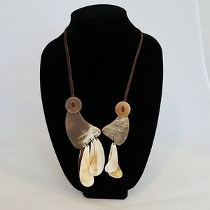Boho Viking Shell Necklace Leather Cord